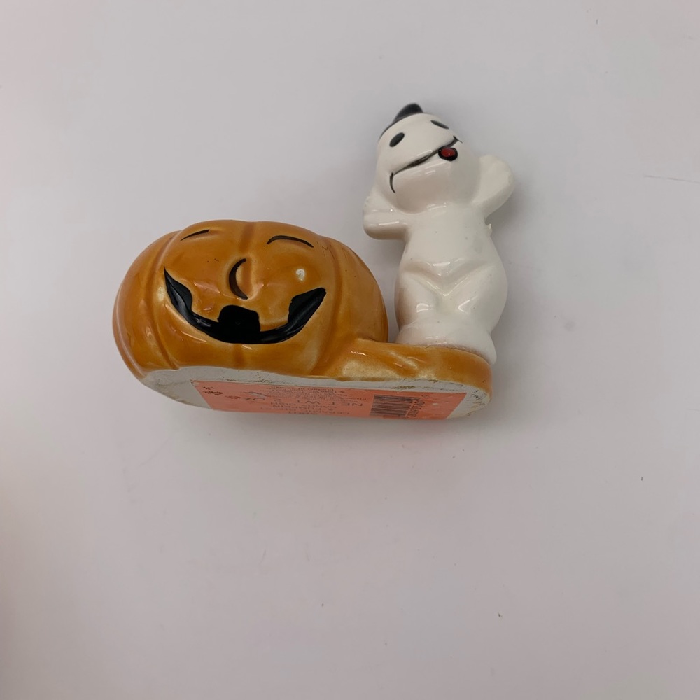 Vintage Retro 1988 Ceramic Pumpkin & Ghost Succulent Tealight Candle Holders Set - Picture 11 of 14
